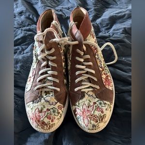 THINK!  Floral leather bootie/sneaker.  US 9.  Worn less than 5 times.